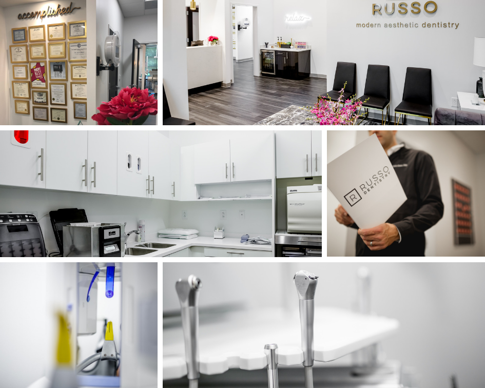 Collage of the Russo Dentistry office in Raleigh, NC. 