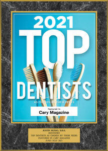 Cary Magazine Top Dentists Badge 2021 Plaque