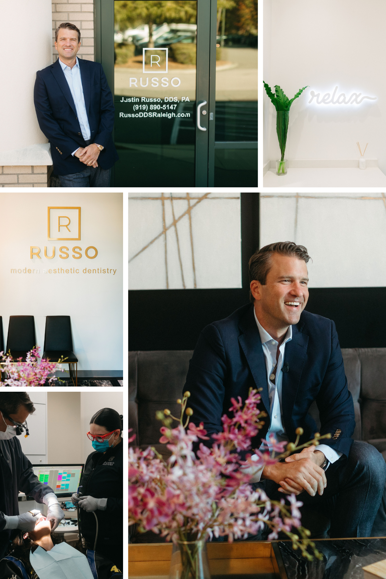 dr justin russo in raleigh nc office smiling trusted dentist cosmetic and general dentistry